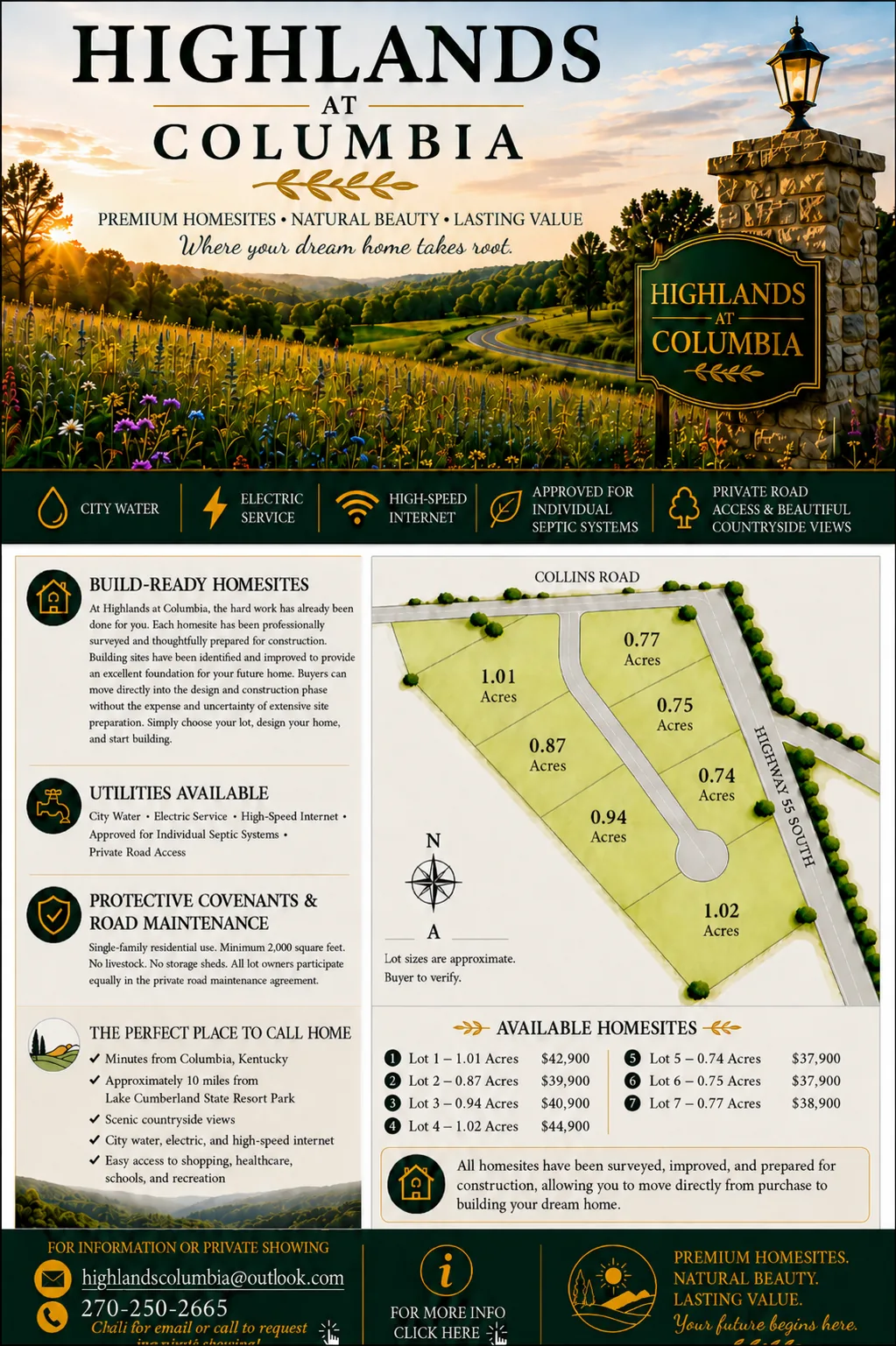 Highlands at Columbia homesites detailed brochure